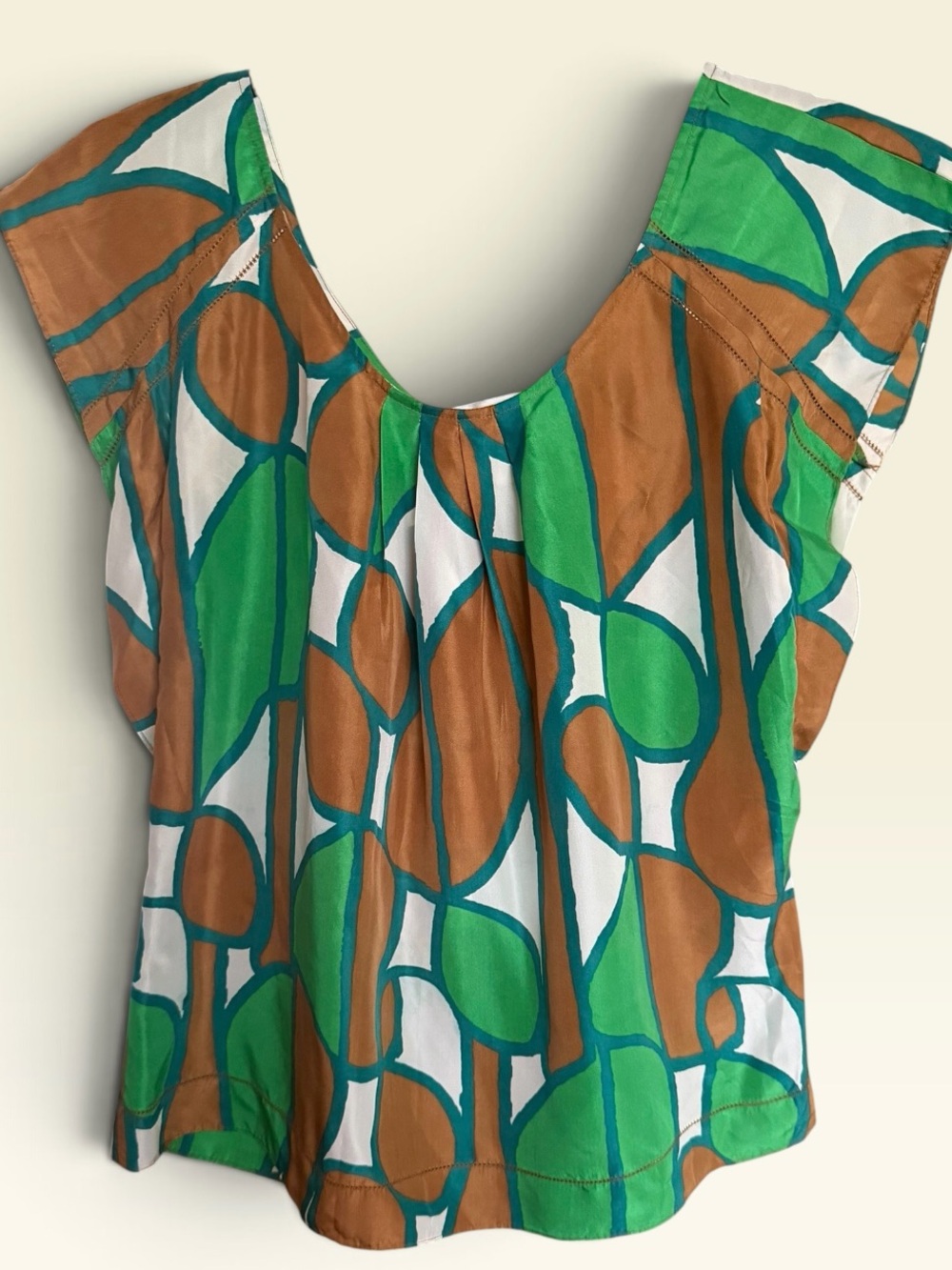 Diane von Furstenberg DVF 100% Silk Abstract Print Blouse Top Size 4